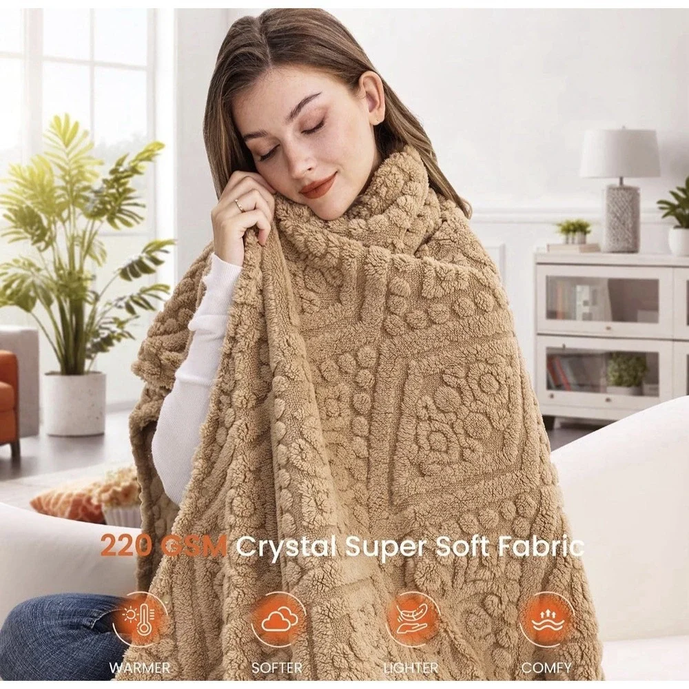 Shaggy Heated Throw Blanket with Power Bank 59 X 35.5